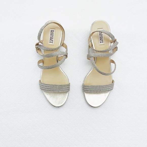 Badgley Mischka Metallic Braided Metallic Espadrille Sandal SZ10 - Picture 2 of 7